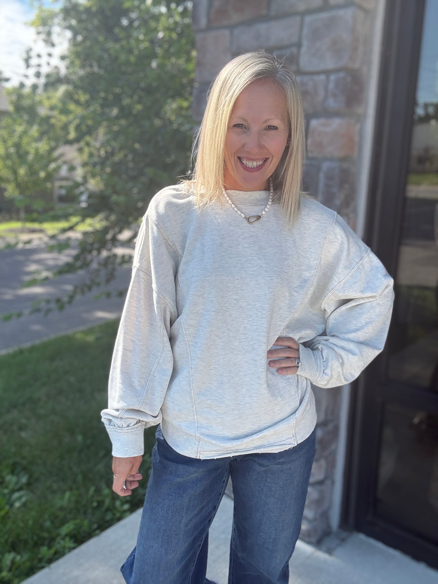 Twice as Nice Terry Top- Oatmeal