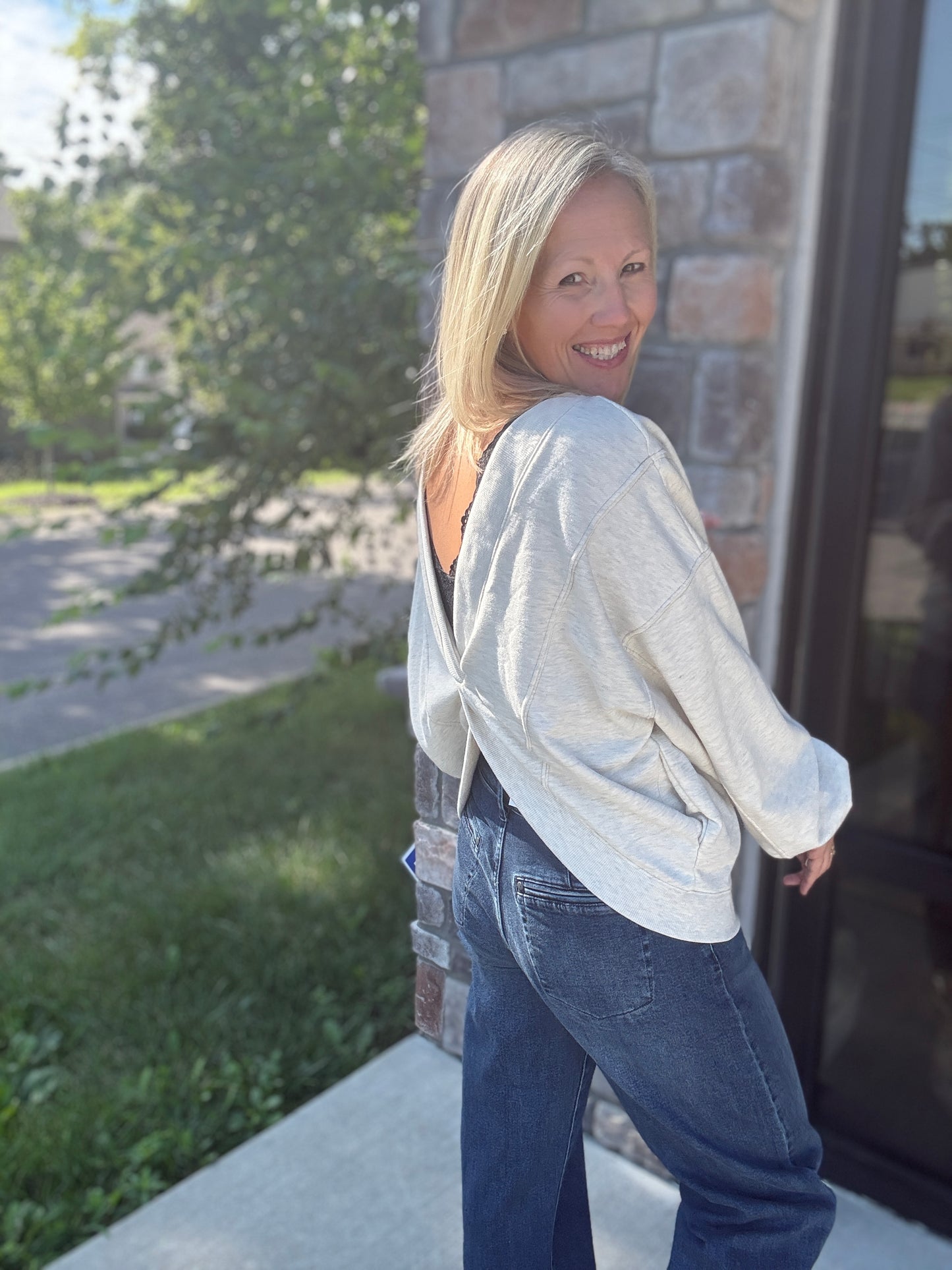 Twice as Nice Terry Top- Oatmeal