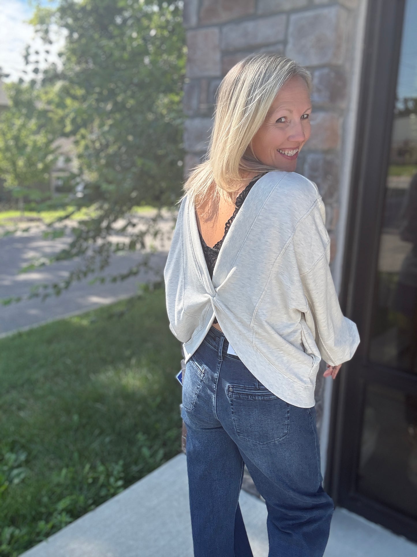 Twice as Nice Terry Top- Oatmeal