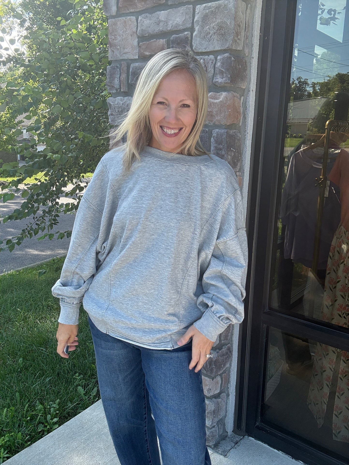 Twice as Nice Terry Top- Gray