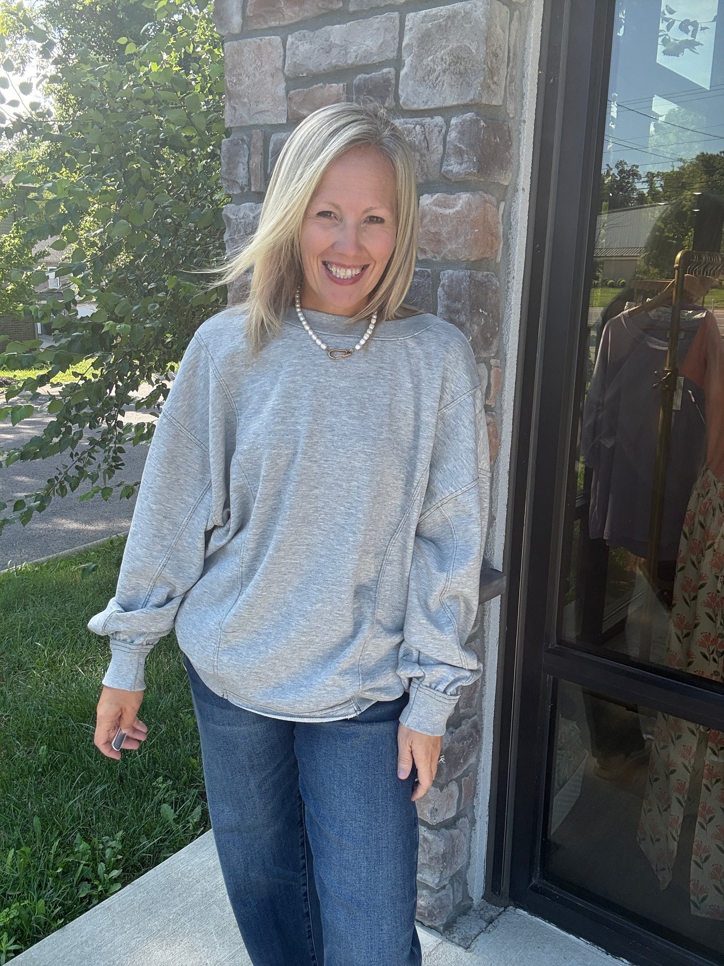 Twice as Nice Terry Top- Gray