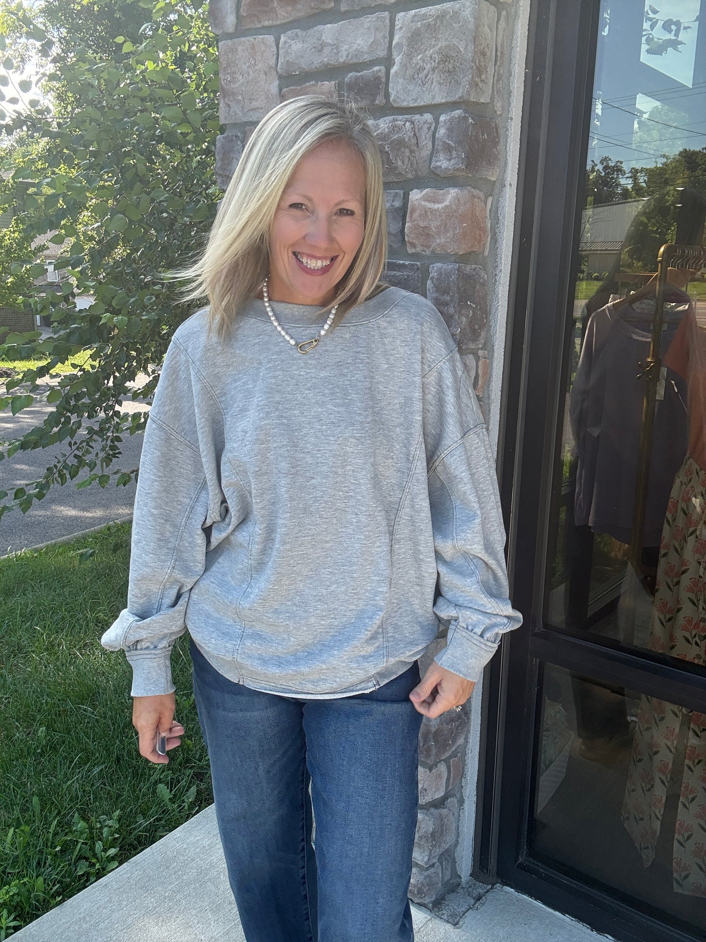 Twice as Nice Terry Top- Gray