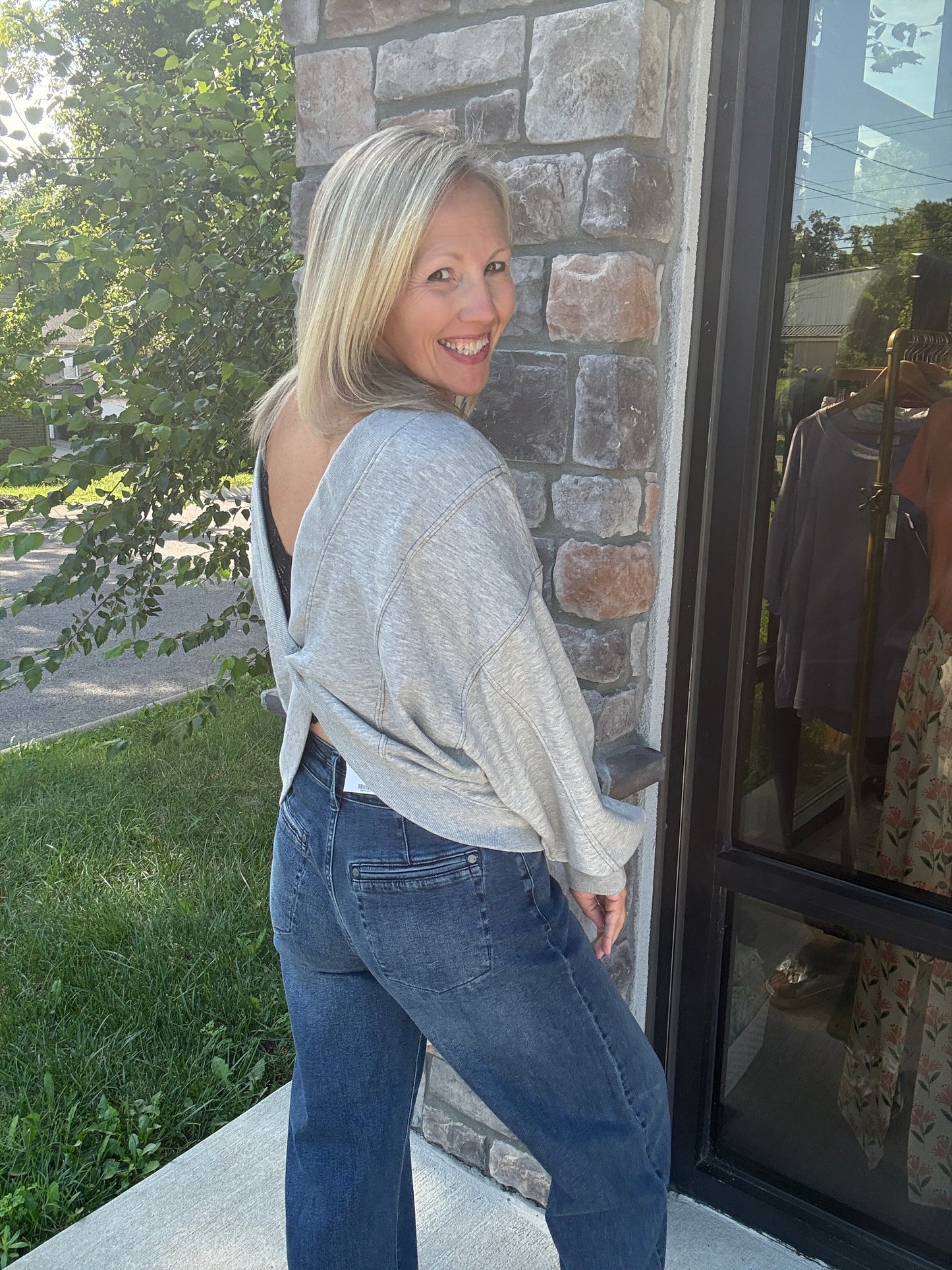 Twice as Nice Terry Top- Gray