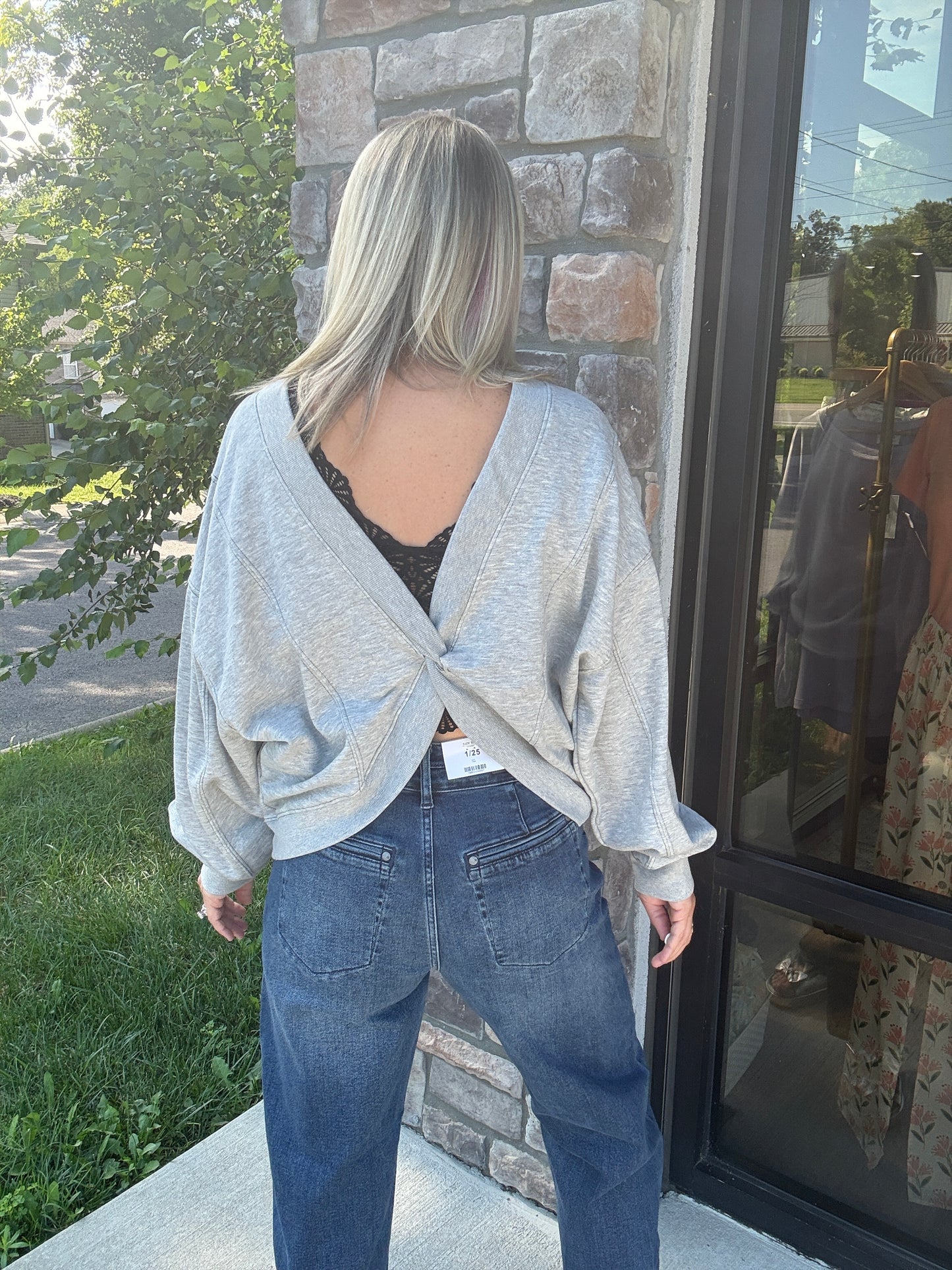 Twice as Nice Terry Top- Gray