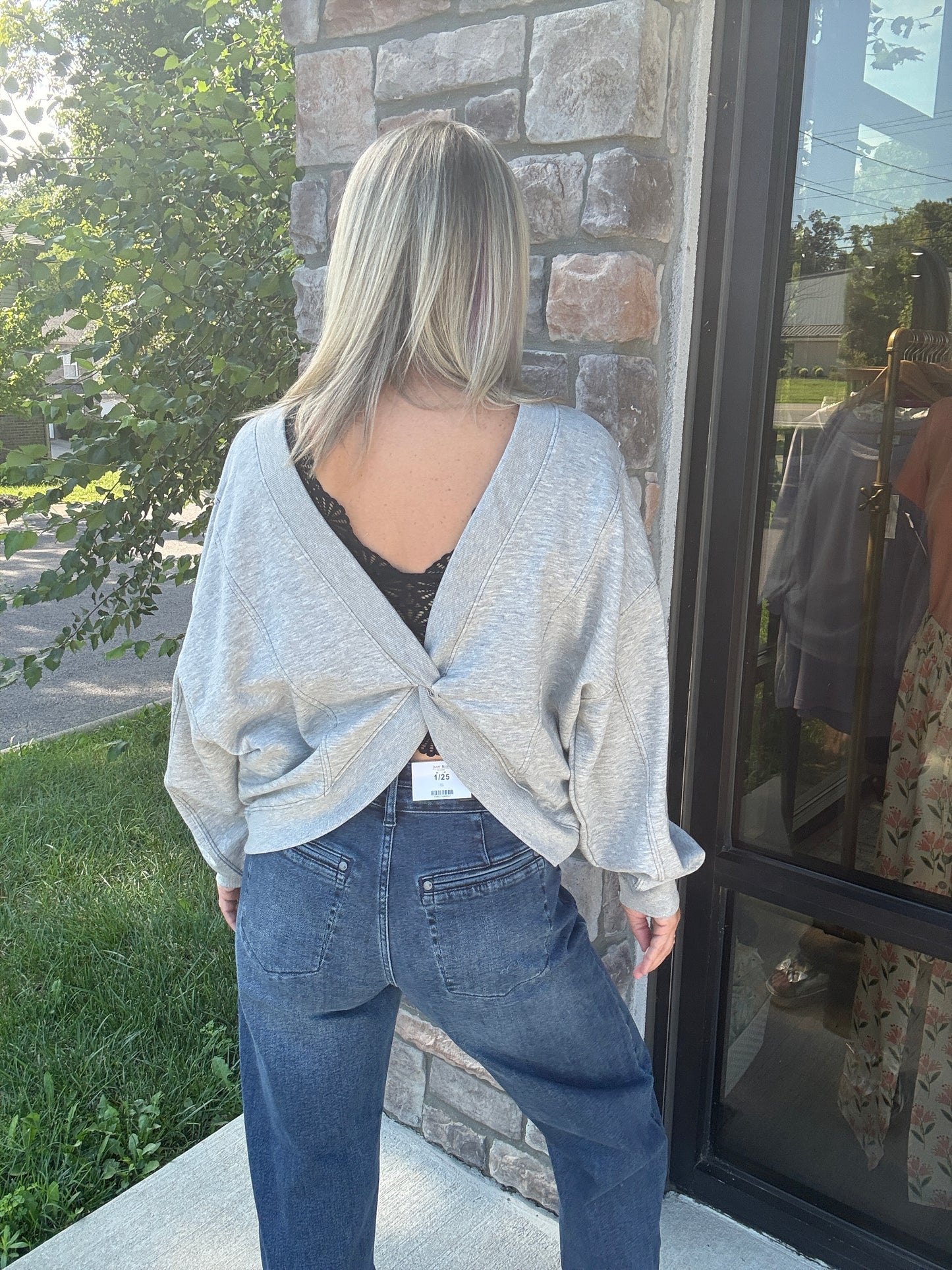 Twice as Nice Terry Top- Gray