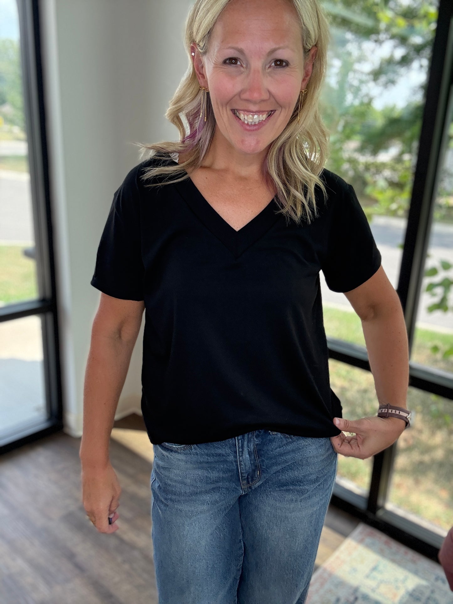 Sadie Boyfriend Tee- Black