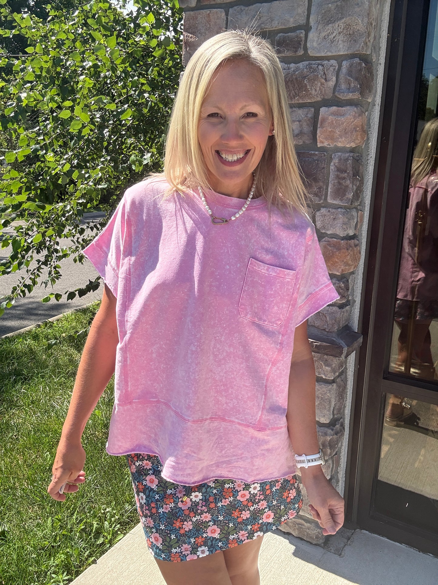 Weekend Wash Tee- Pink