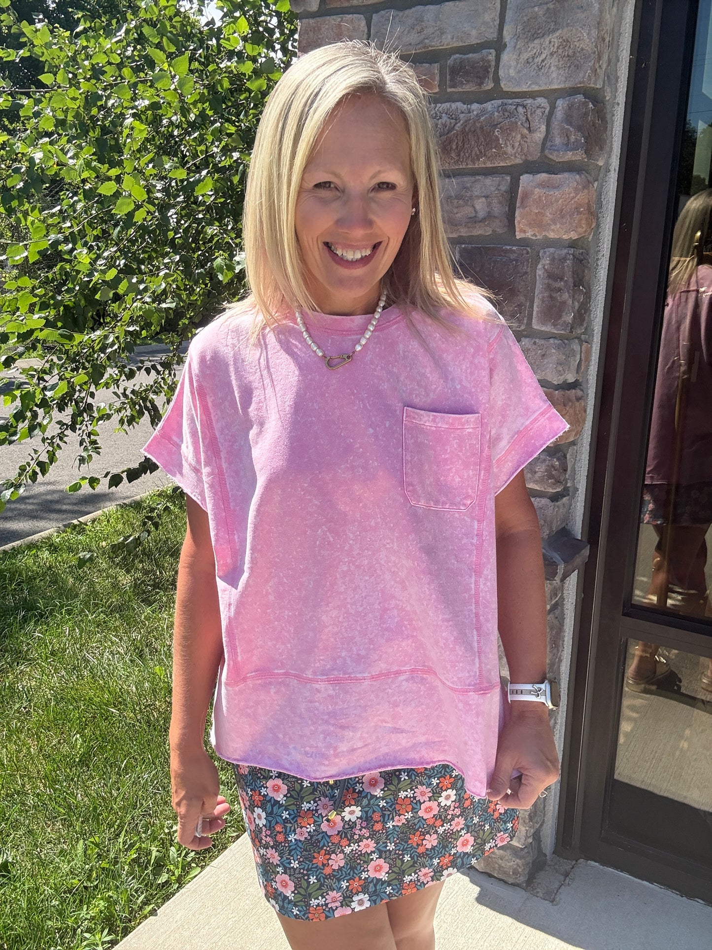 Weekend Wash Tee- Pink