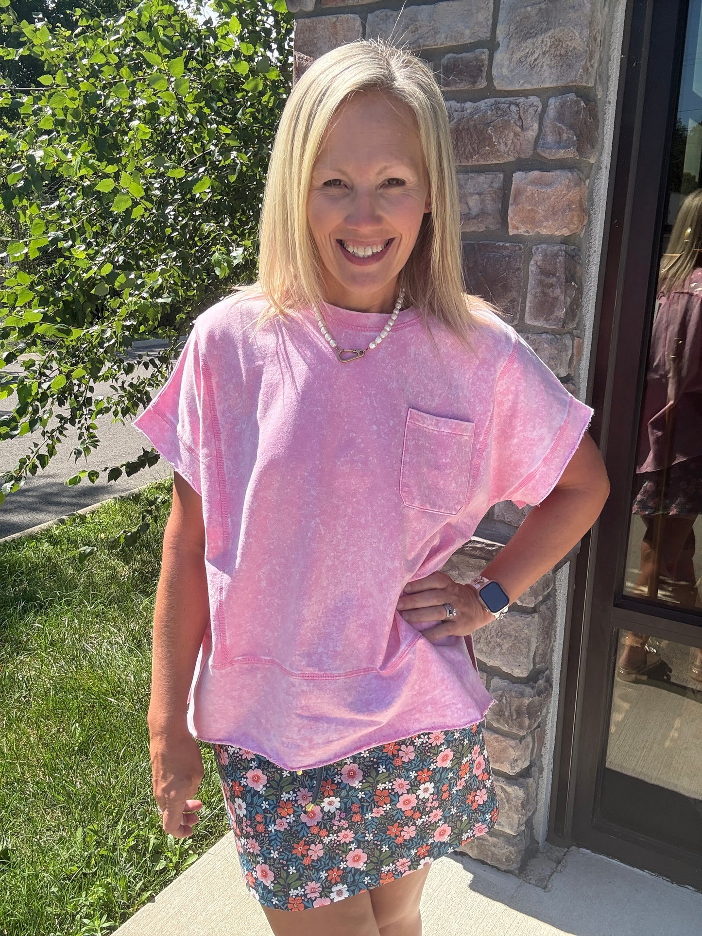 Weekend Wash Tee- Pink