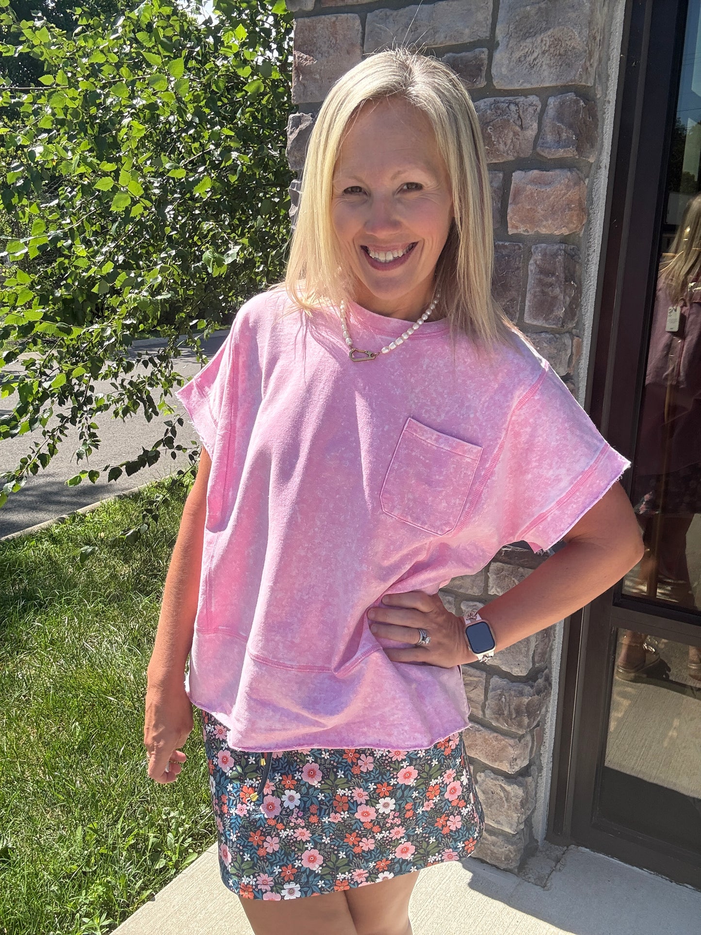 Weekend Wash Tee- Pink