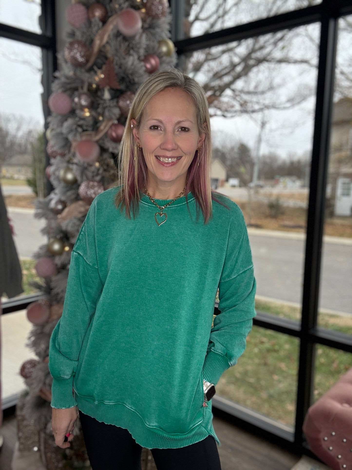 Wander Wash Pullover- Kelly Green