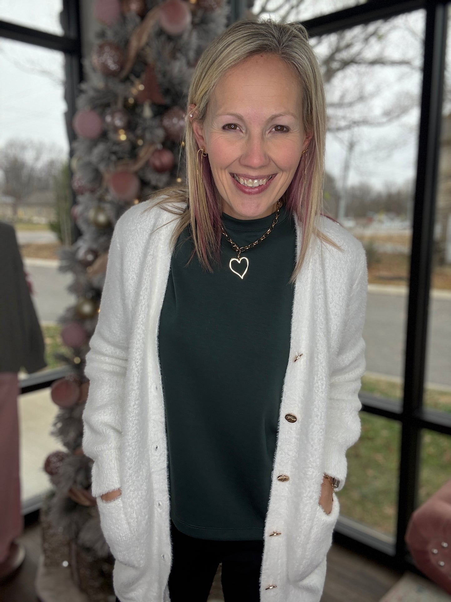 Gold Button Knit Cardigan- Cream