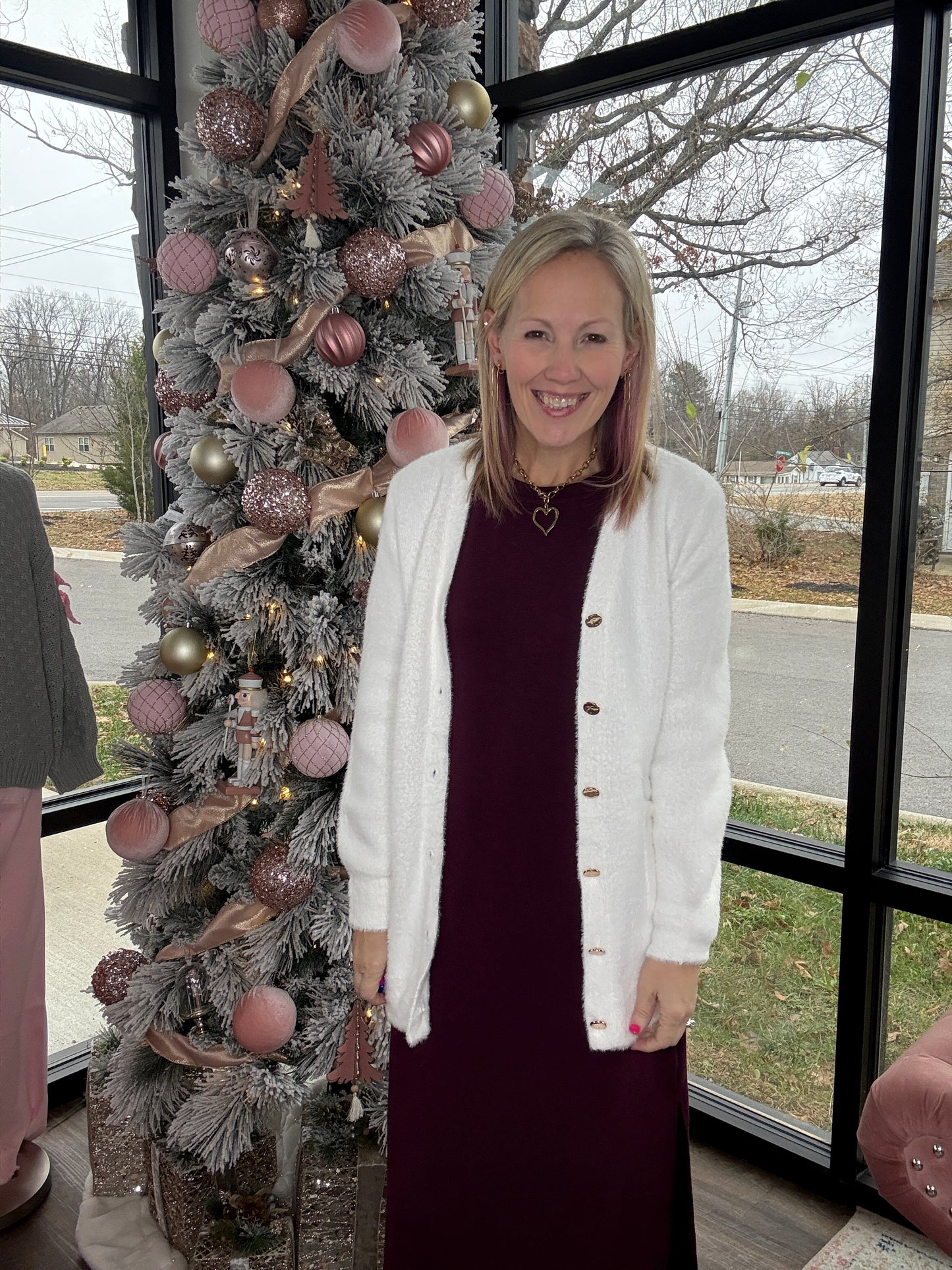 Gold Button Knit Cardigan- Cream