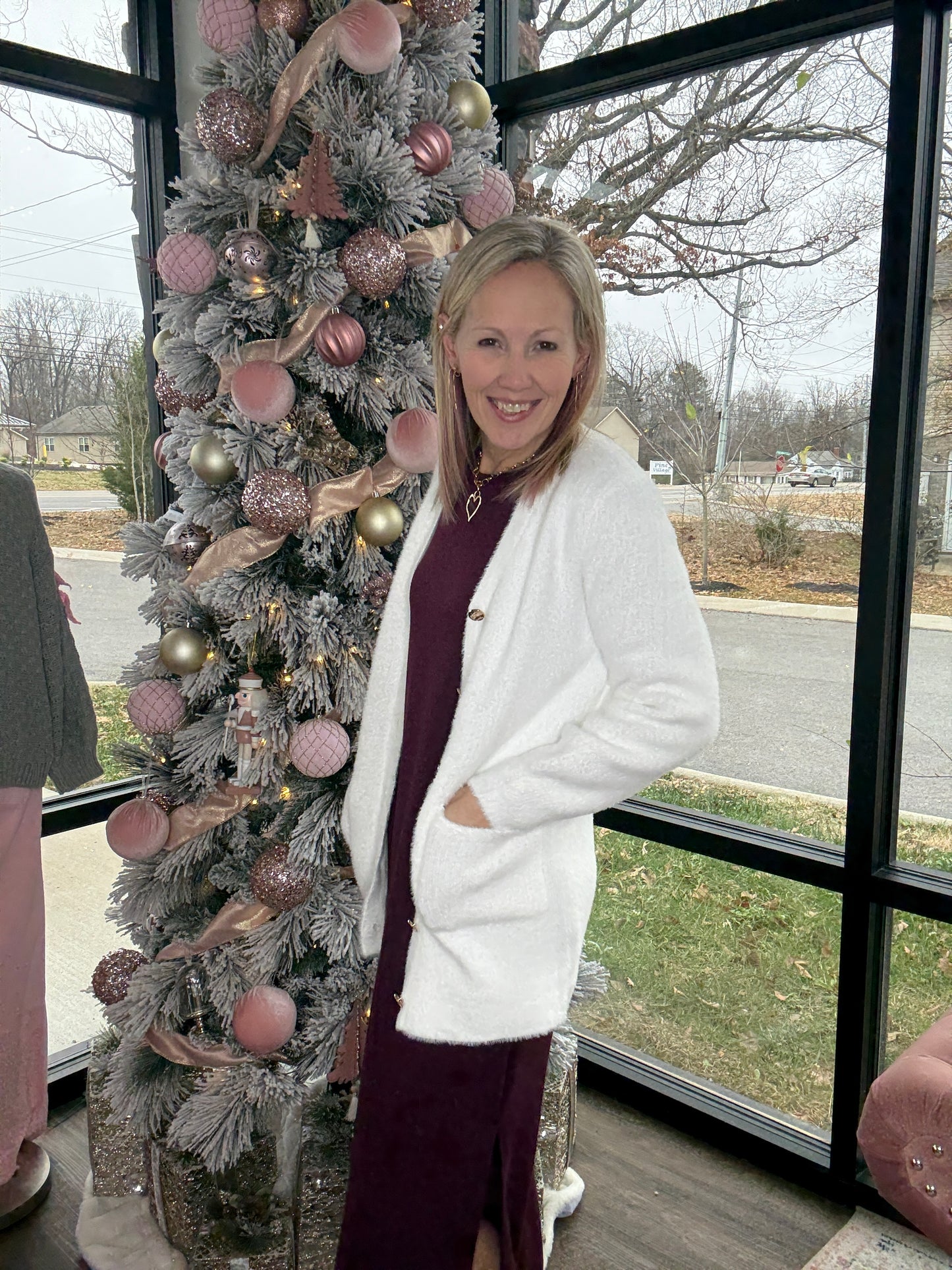 Gold Button Knit Cardigan- Cream