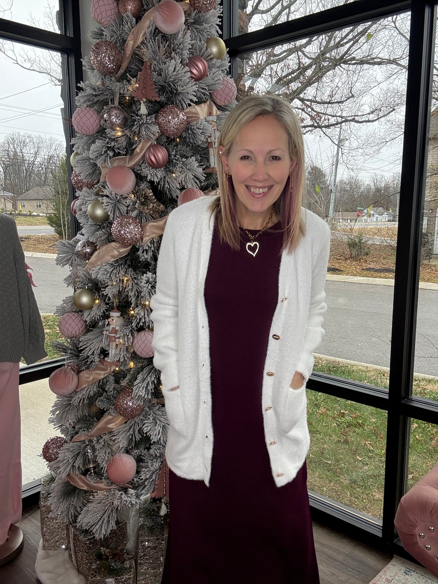 Gold Button Knit Cardigan- Cream