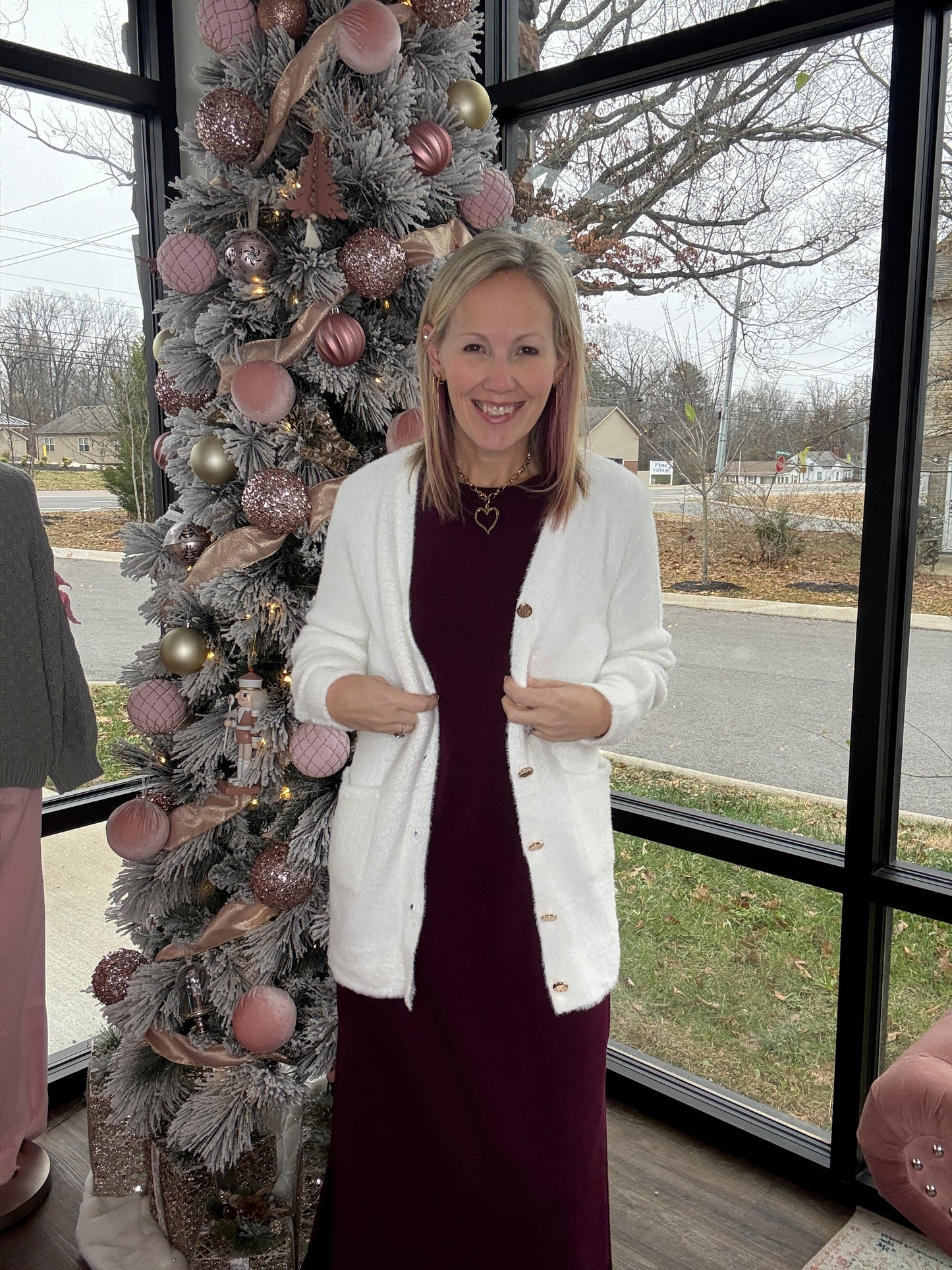 Gold Button Knit Cardigan- Cream