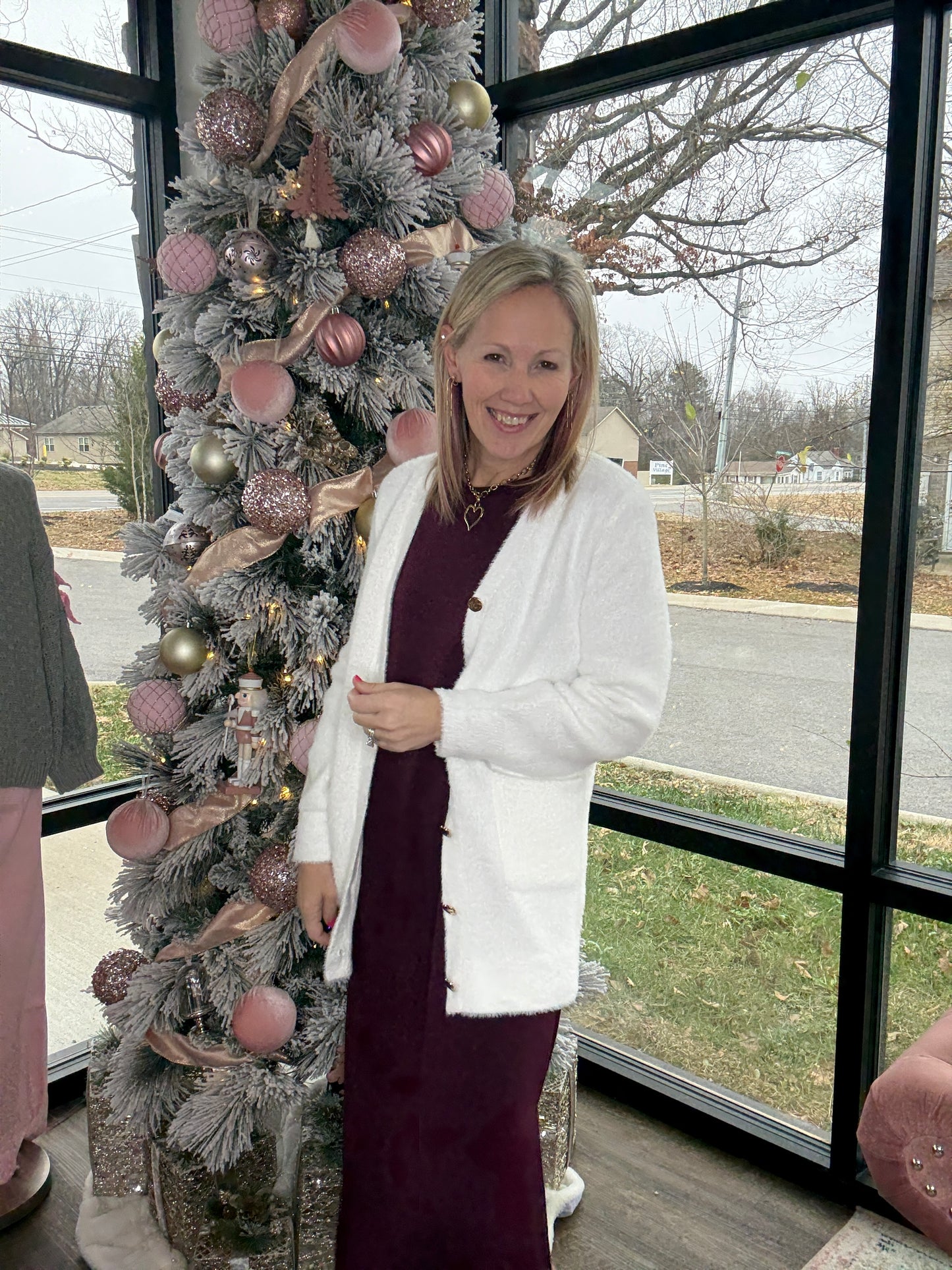 Gold Button Knit Cardigan- Cream