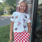 Let's Go Checkered Red Skort