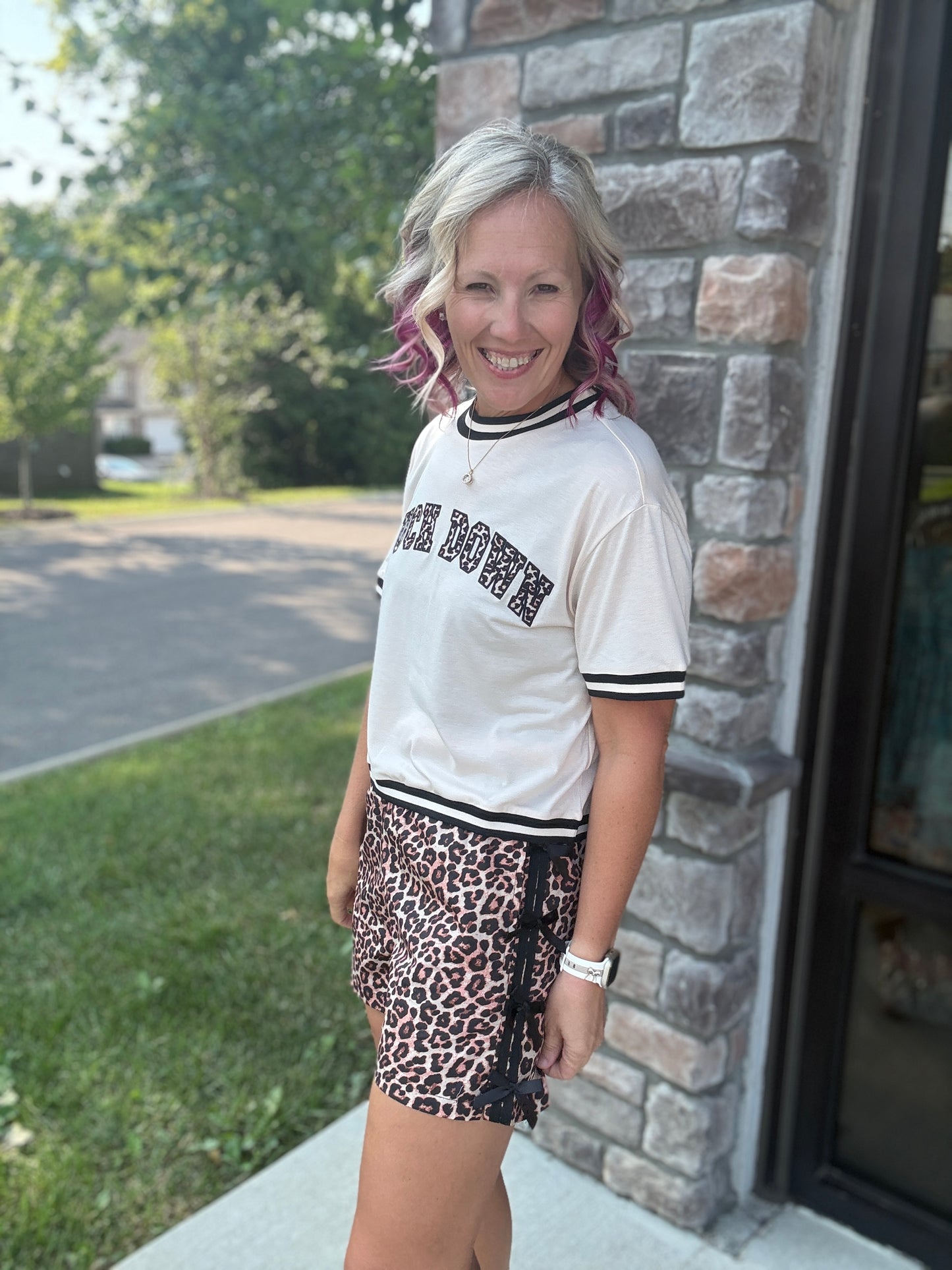 Bow Trim Boxer Shorts- Safari Chic