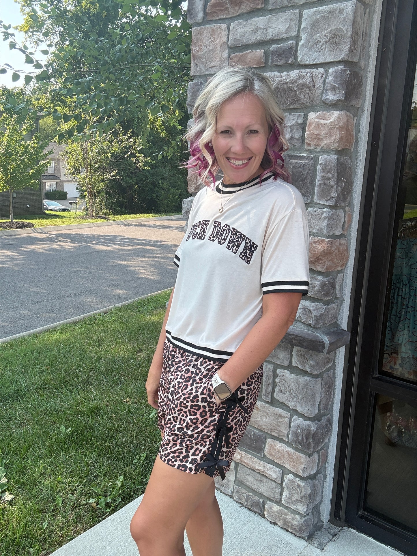 Bow Trim Boxer Shorts- Safari Chic