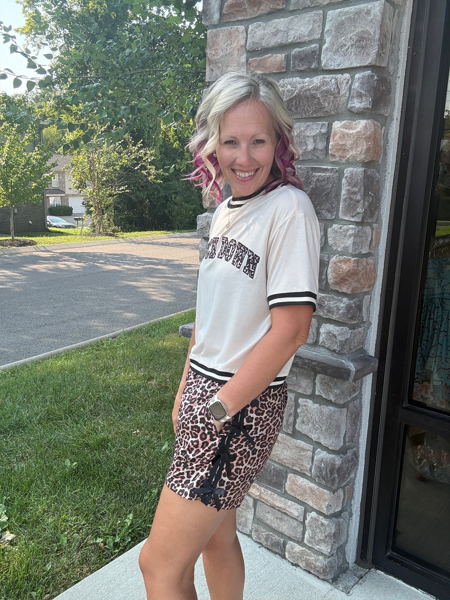 Bow Trim Boxer Shorts- Safari Chic