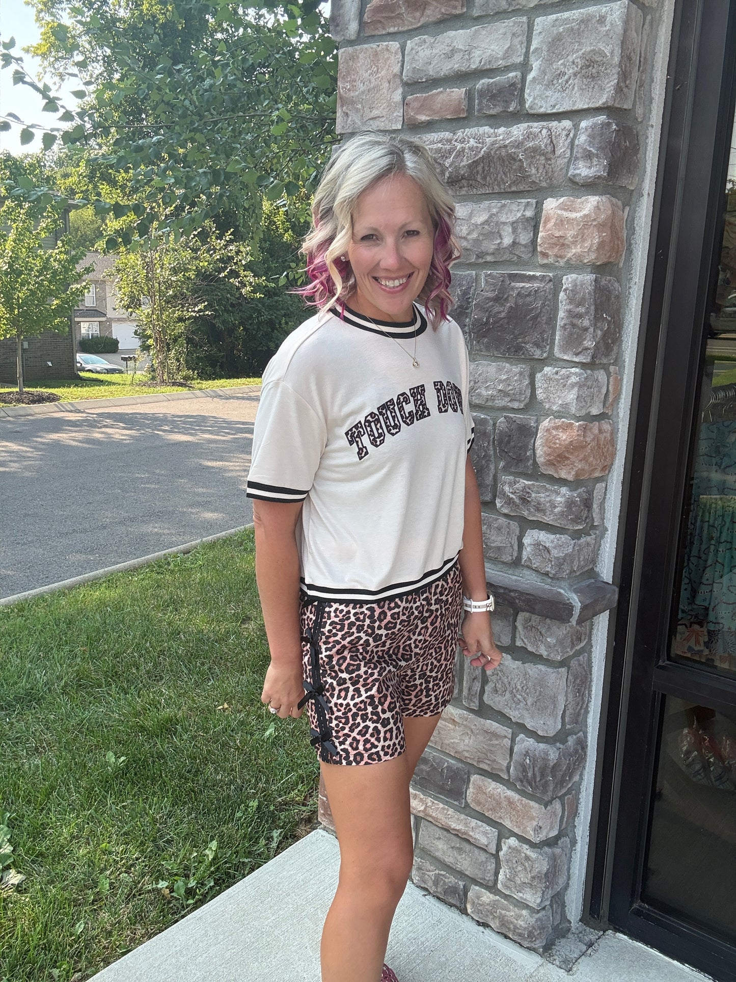 Bow Trim Boxer Shorts- Safari Chic