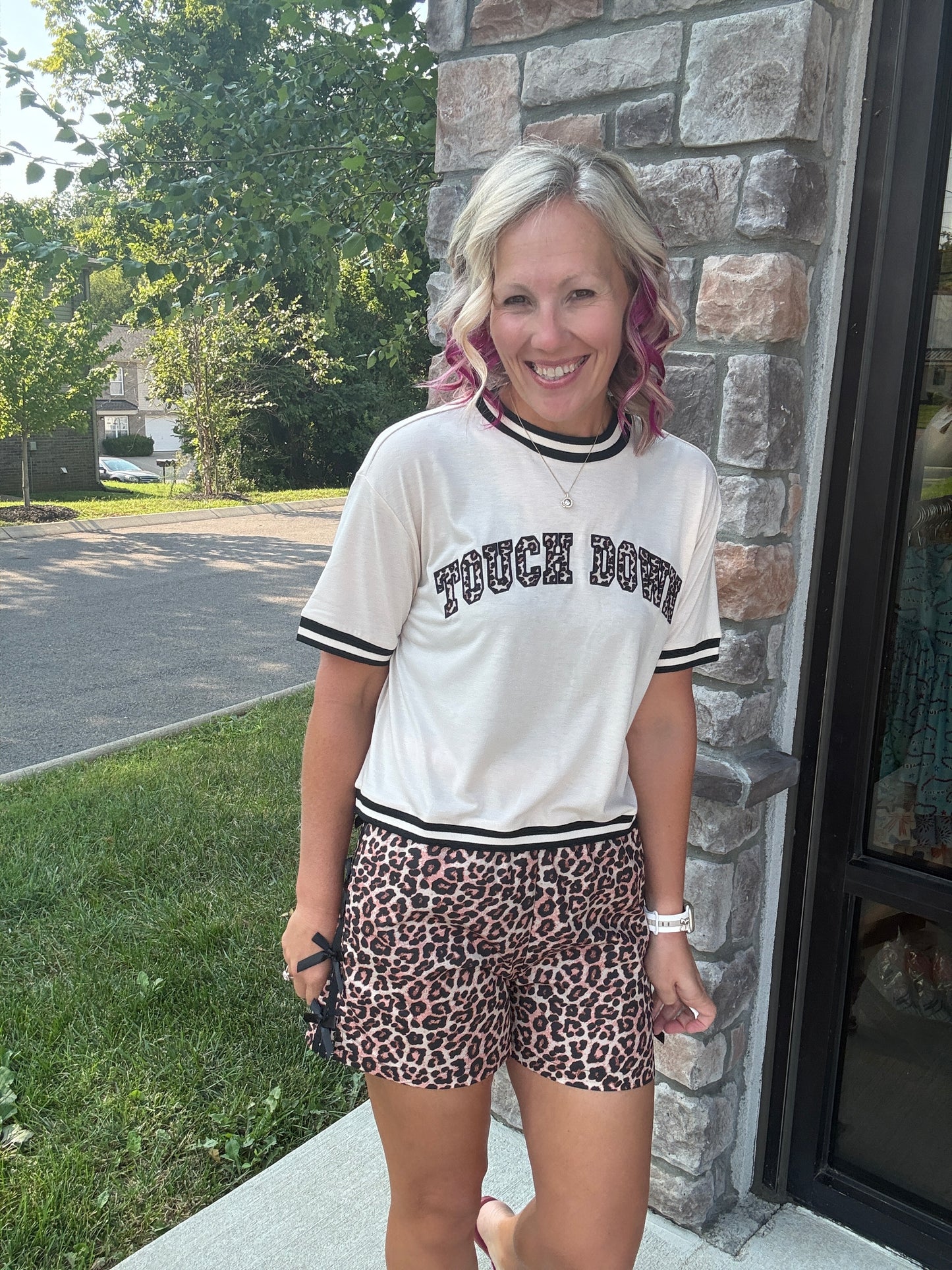 Bow Trim Boxer Shorts- Safari Chic