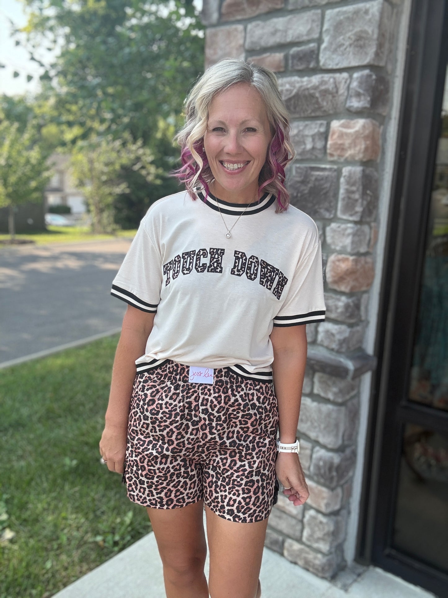 Bow Trim Boxer Shorts- Safari Chic