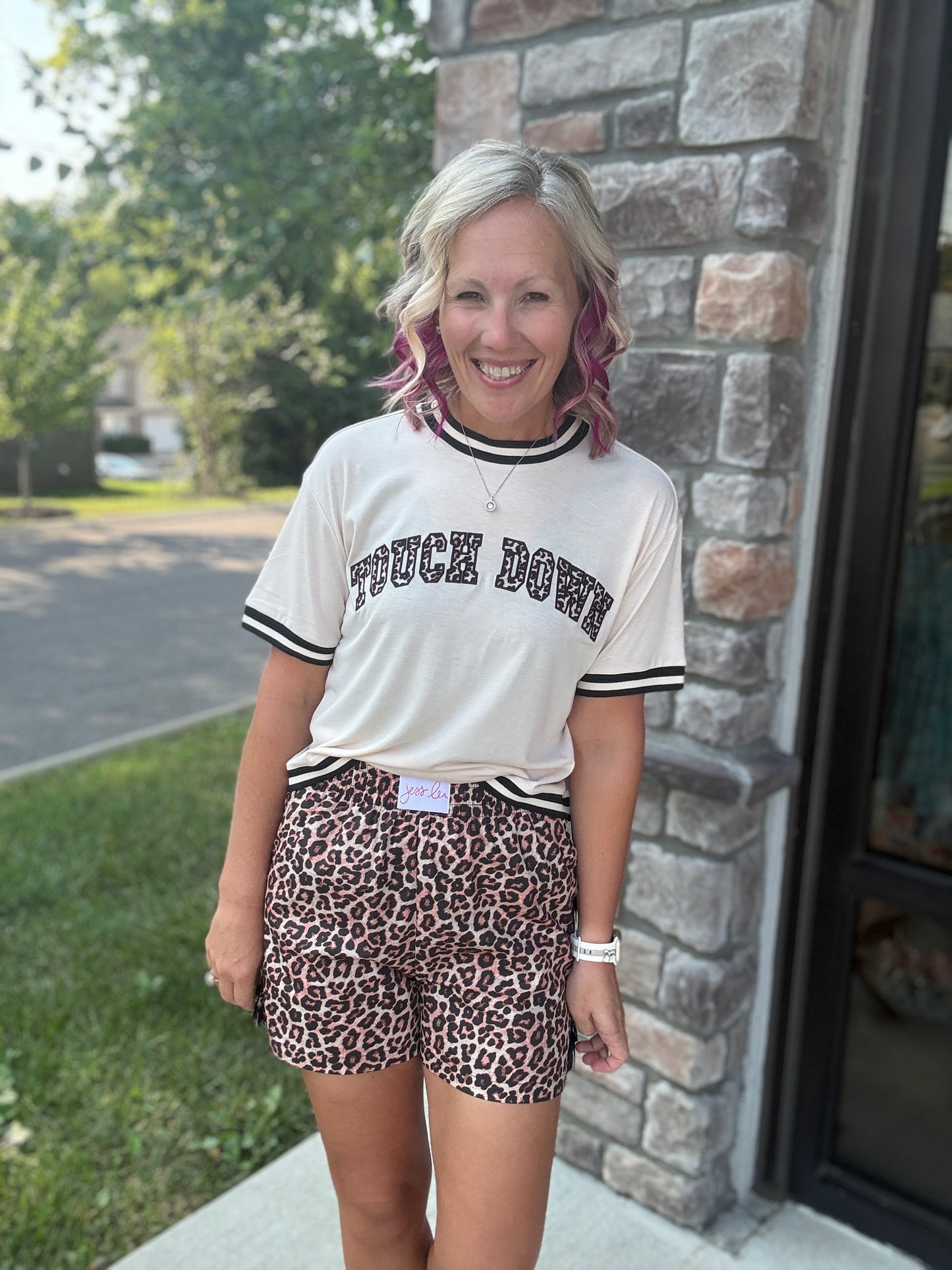 Bow Trim Boxer Shorts- Safari Chic