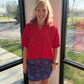 Sutton Button Up Top- Red
