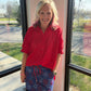 Sutton Button Up Top- Red