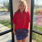 Sutton Button Up Top- Red