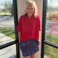 Sutton Button Up Top- Red
