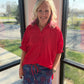 Sutton Button Up Top- Red
