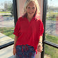 Sutton Button Up Top- Red