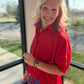 Sutton Button Up Top- Red