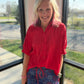 Sutton Button Up Top- Red