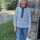 Navy Petals Blouse