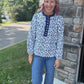 Navy Petals Blouse