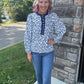 Navy Petals Blouse