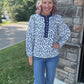 Navy Petals Blouse