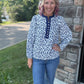 Navy Petals Blouse