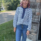 Navy Petals Blouse