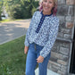 Navy Petals Blouse