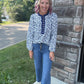 Navy Petals Blouse