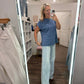Side Slit Slub Tee- Slate Blue