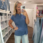 Side Slit Slub Tee- Slate Blue