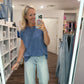 Side Slit Slub Tee- Slate Blue