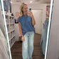 Side Slit Slub Tee- Slate Blue
