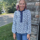 Navy Petals Blouse